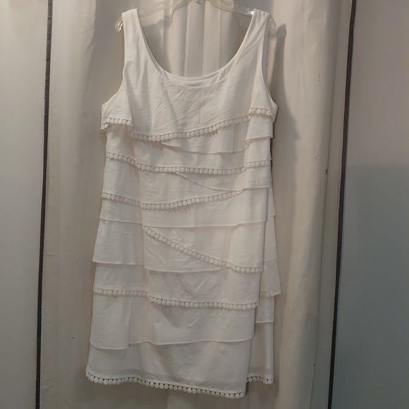 S.L. Fashions Dresses & Skirts - Vintage White Dress sz 18 Unique Tiered Ruffle Layering With Tassels